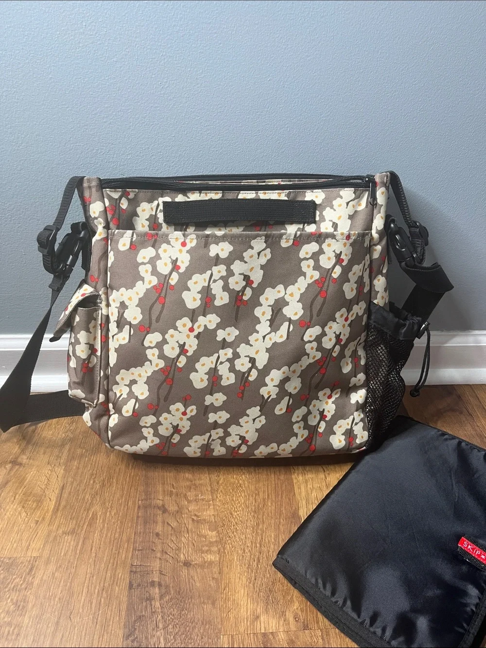 Skip Hop Cherry Blossom Stroller Tote Diaper Bag with Changing Pad